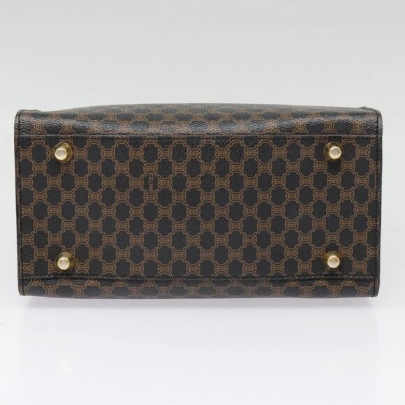 CELINE Macadam Canvas Hand Bag PVC Leather Black Gold - Picture 6 of 15